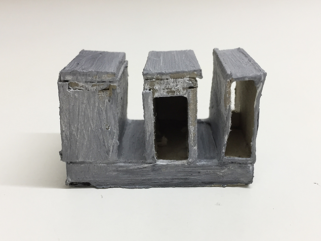 Study model for Novartis building, paint and cardboard, 34 x 55 x 34 mm