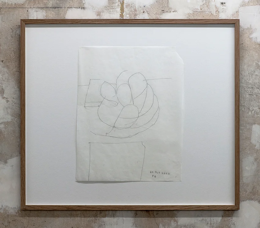 Florian Beigel, Still life 22_171026 , 2017, pencil on greaseproof paper, 375 x 296 mm