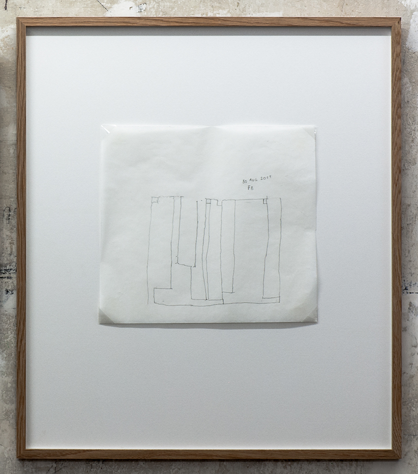 Florian Beigel, Still life 20_170830 , 2017, pencil on greaseproof paper, 272 x 307 mm