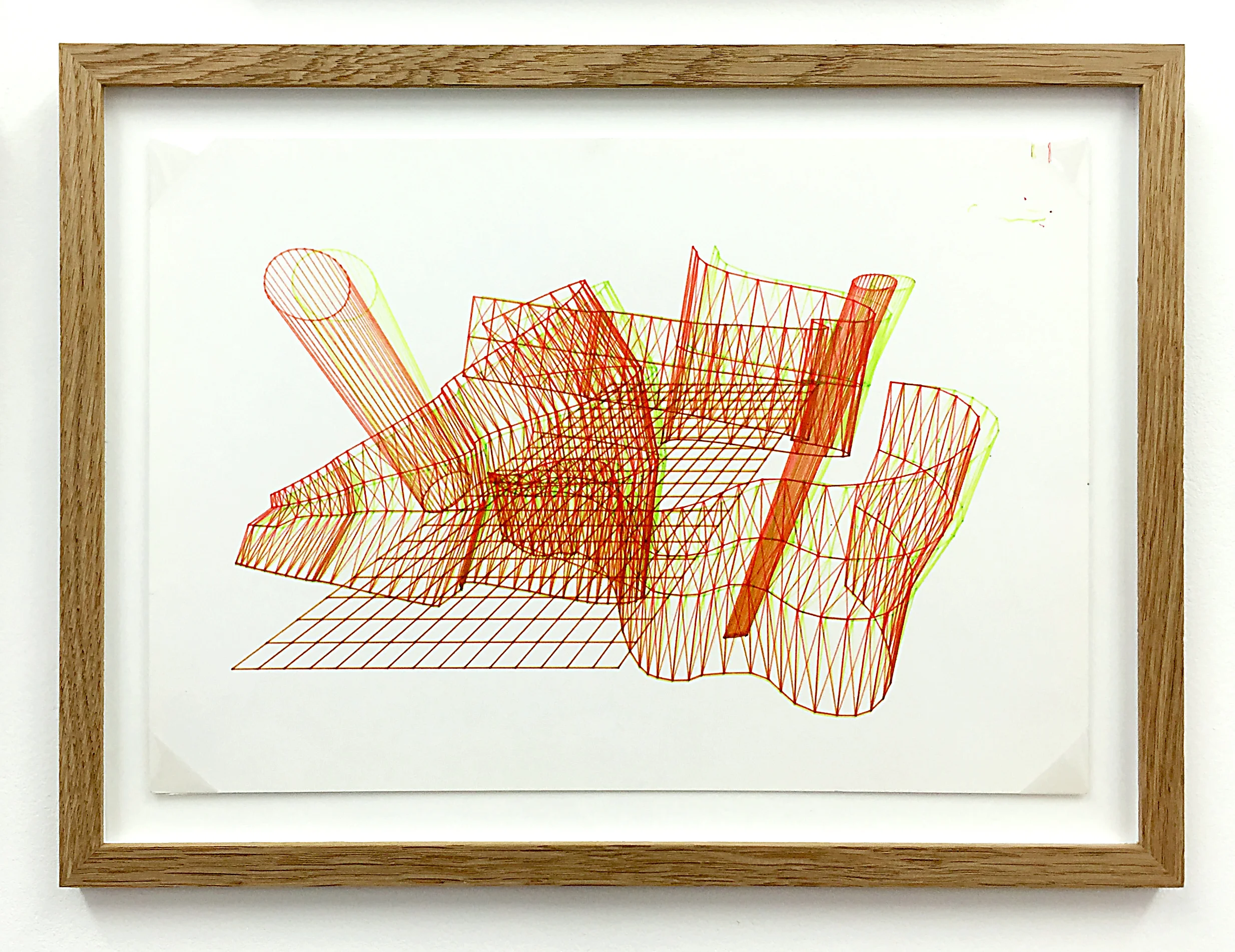 Anaglyph 3D drawing (Untitled No.8) , 1988, plotter drawing-ink on paper, 26.5 x 35 cm