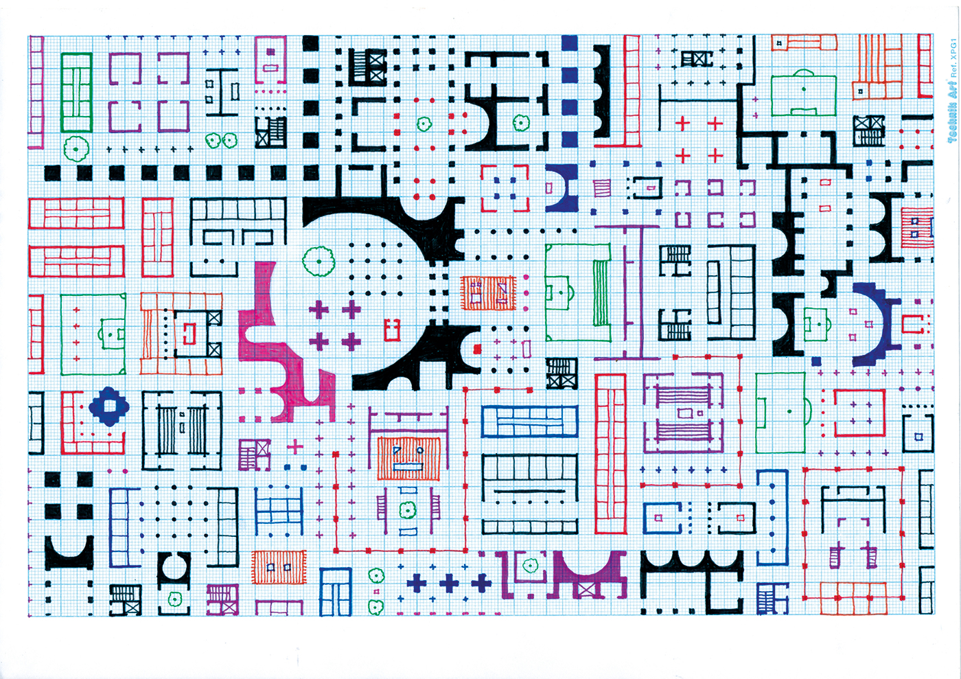 Empire of Ice Cream No.13 , 2019 ink on graph paper 21 x 29.7 cm