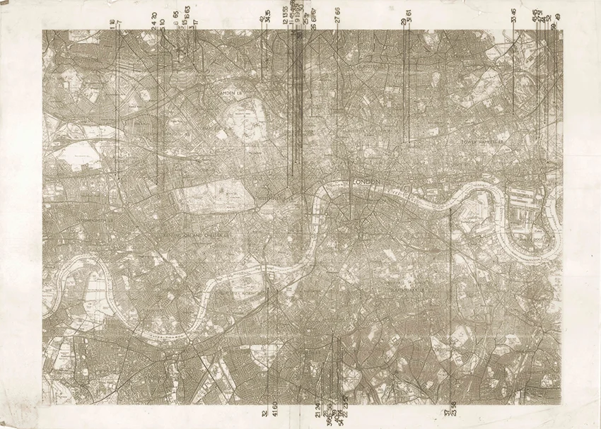Bed Machine (map) , 1988-1993 collage, ink on tracing paper 42 x 59.4 cm