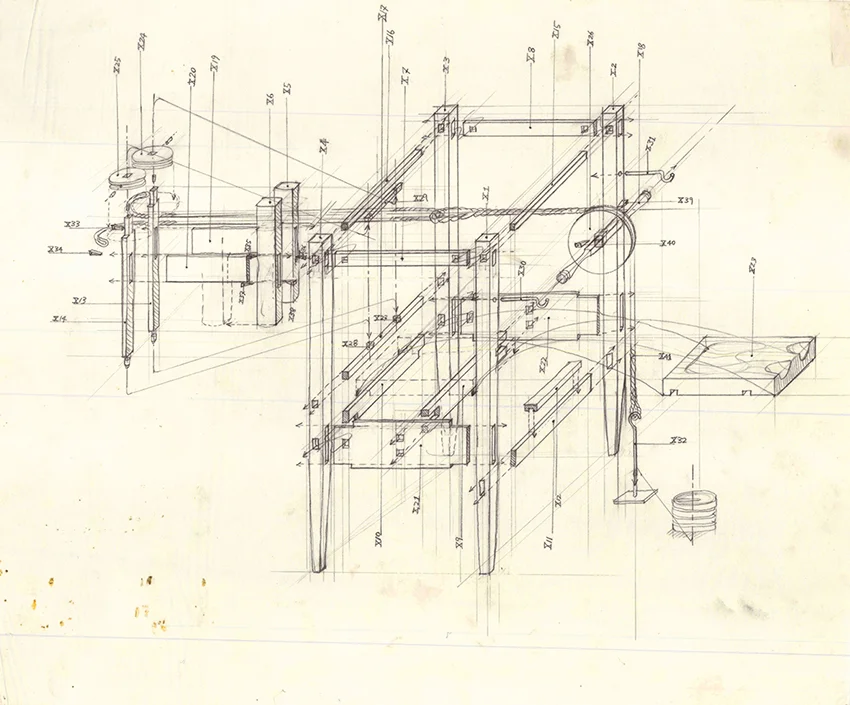 Beauty of Our Pain: The Duke’s Cabinet (technical drawing), 1995 graphite on tracing paper 35.5 x 42.2 cm