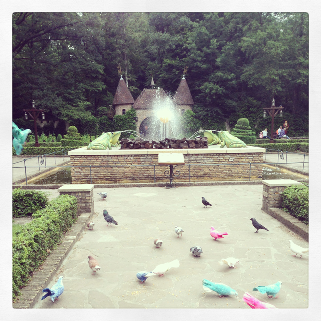 Colored doves in theme park de Efteling in the Netherlands. You instantly feel you're in a different world, a dreamworld perhaps :) 