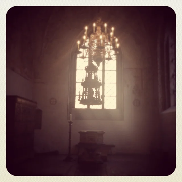 The only part of the church in Malmo that isn't painted white.