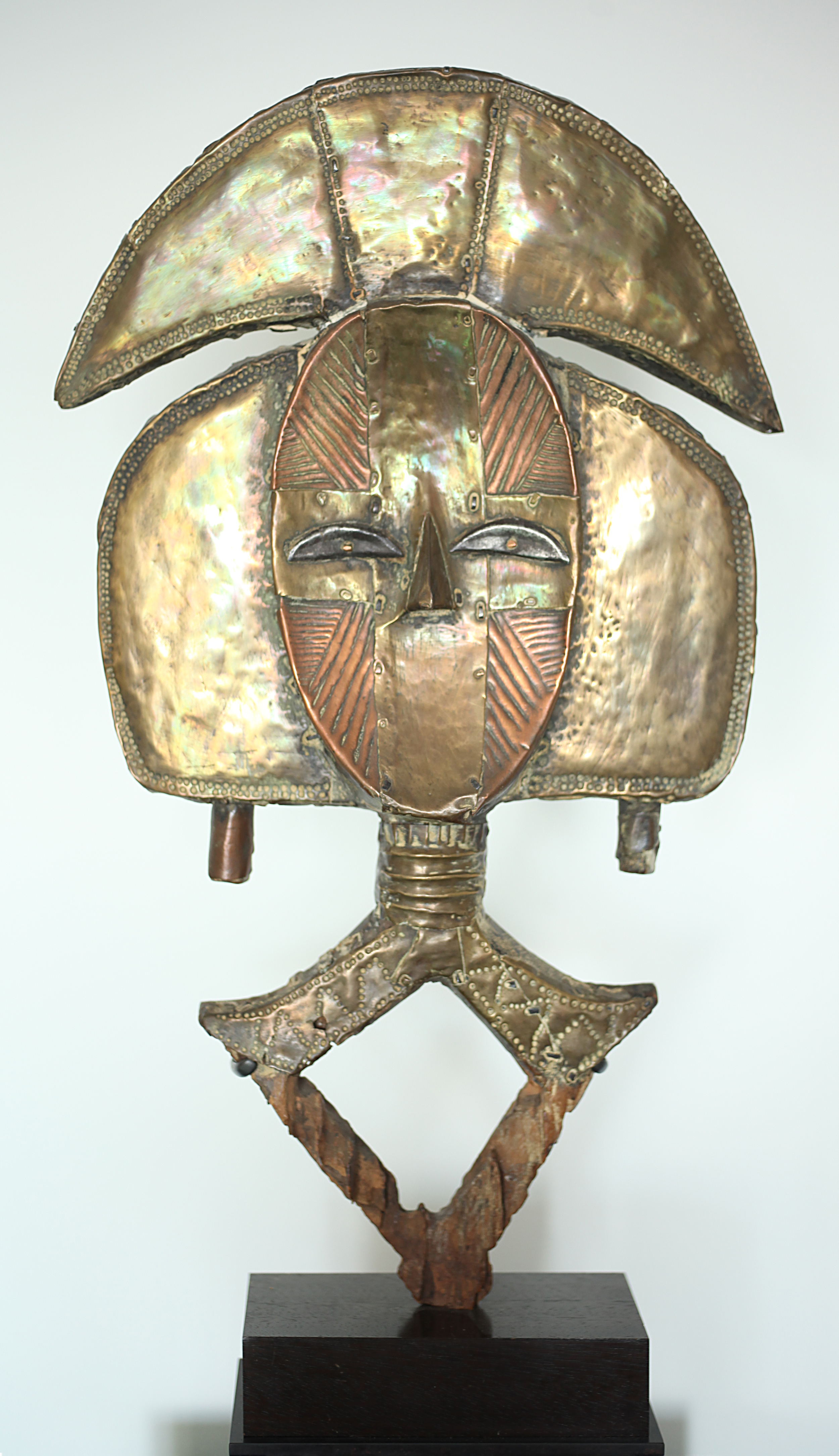 1. Kota Obamba Reliquary Figure Gabon, wood with hammered metals, 22 inches high, ca. 1800 century_frontal.jpg