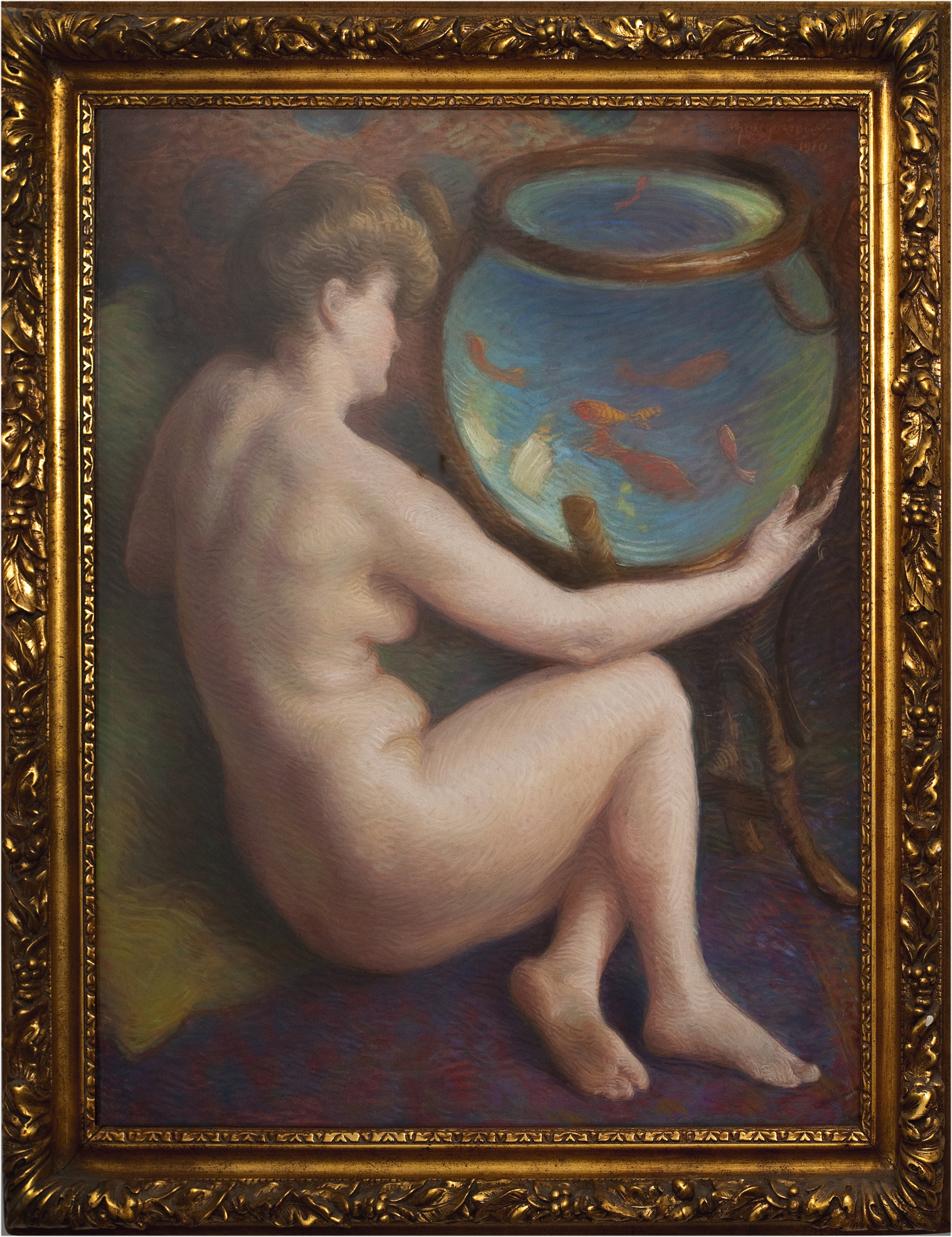 5. Bracquemond, Nude with fishbowl, 1910, pastel, 32 x 25.75 in..jpg