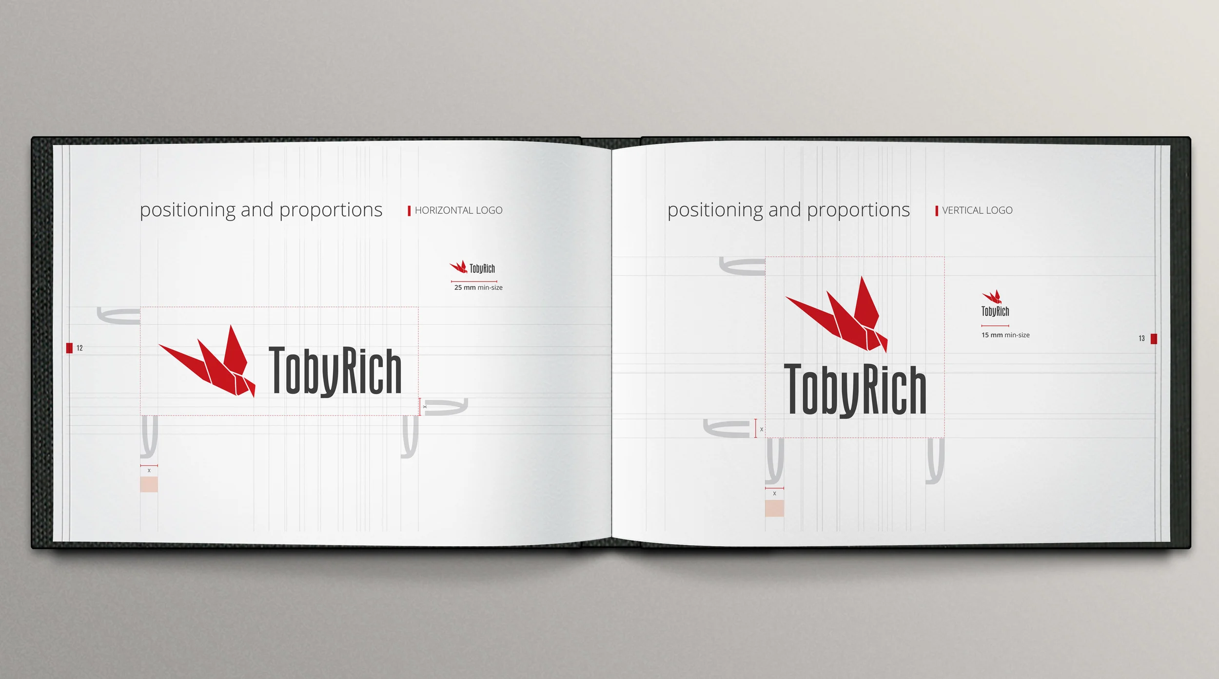 visual identity designed for TobyRich. Full guideline displayed here