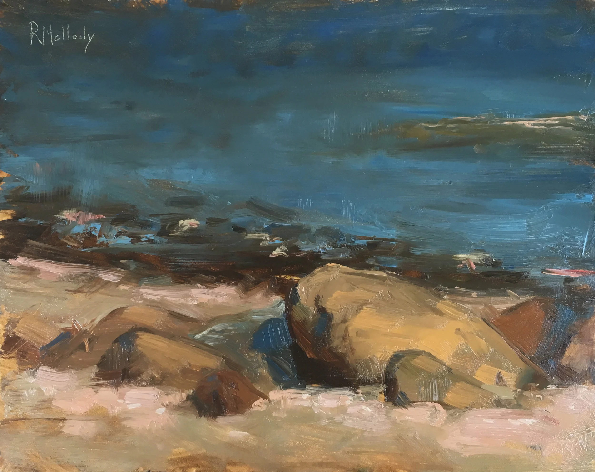 Ryan Mellody - Evening Shore - 8x10 in - unframed oil on panel - $860