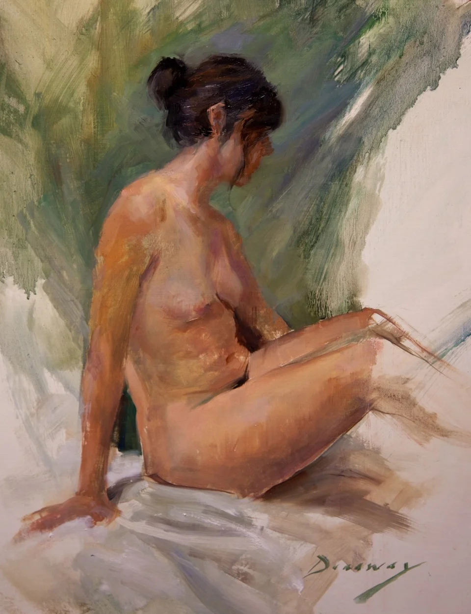Michelle Dunaway - "Seated Figure" - 12 x 16 in - unframed oil on linen - $1200