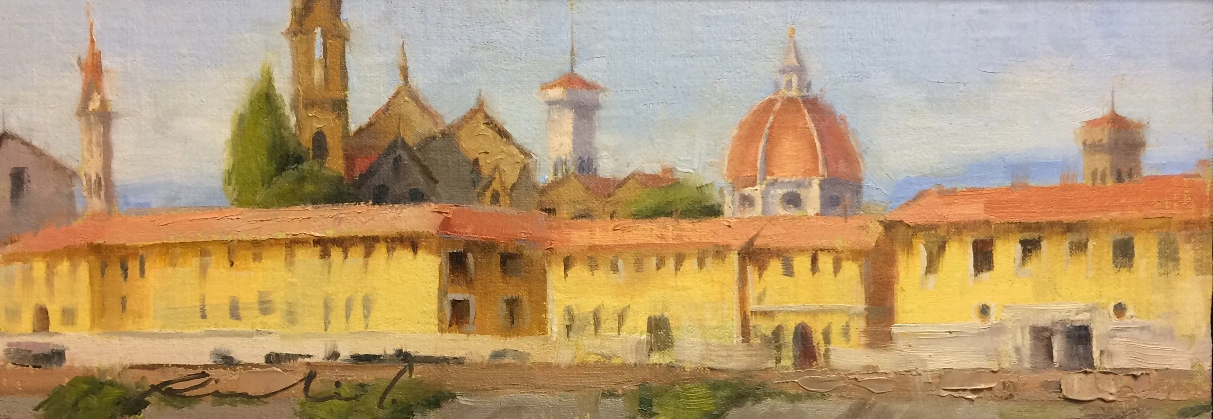 Richie Carter - Florence and the Dome - Framed OIl - 4 x 12 in - $525.jpeg