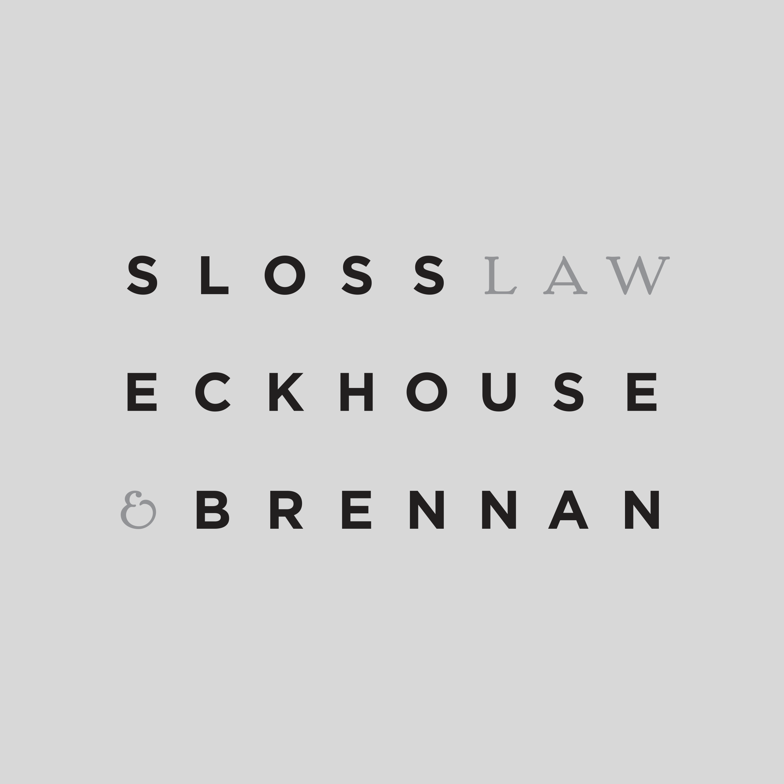 Text reading 'SLOSS LAW & BRENNAN' on a light gray background.