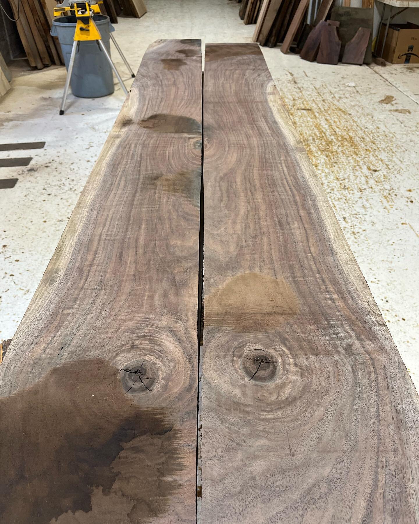 Who&rsquo;s as excited as I am! Cleaning up some new walnut lumber from @epilogue_llc today and finding some bookmatched boards. When the lumber all comes from the same tree I&rsquo;m really able to blend the boards together naturally and create a lo