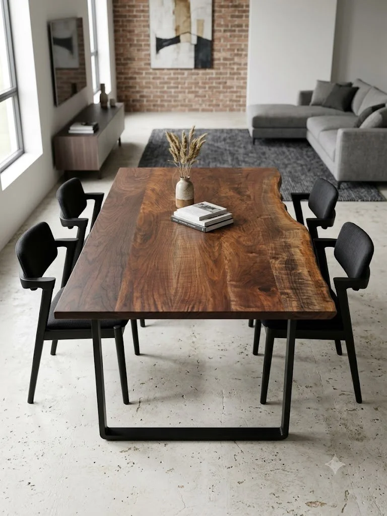 72" x 38" Figured Walnut Dining Table