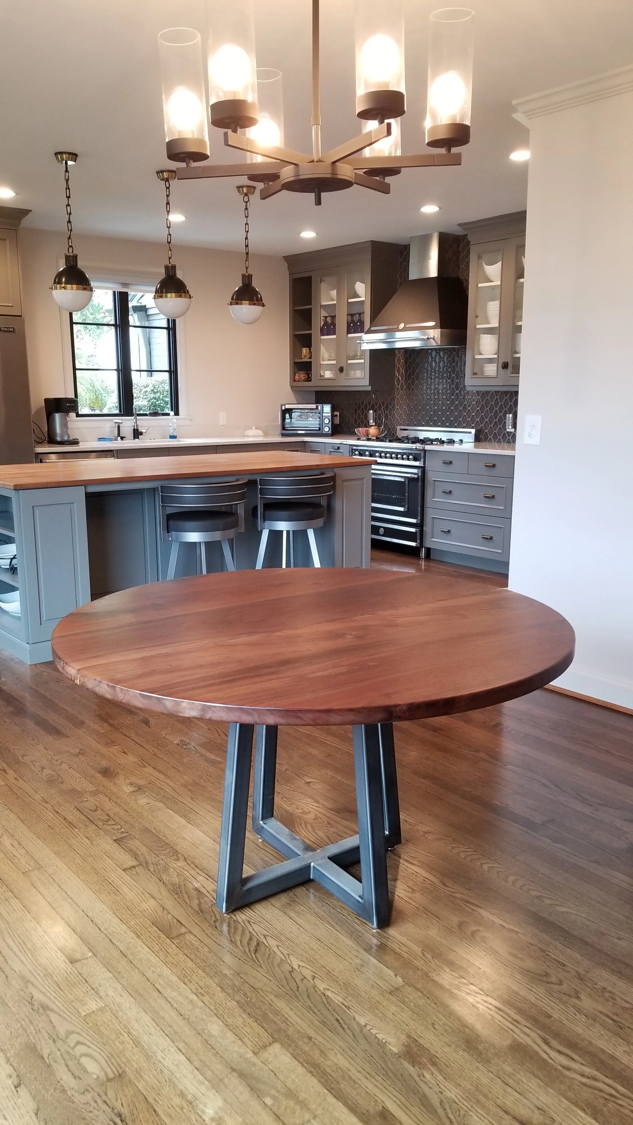 Custom Round Walnut Dining Table