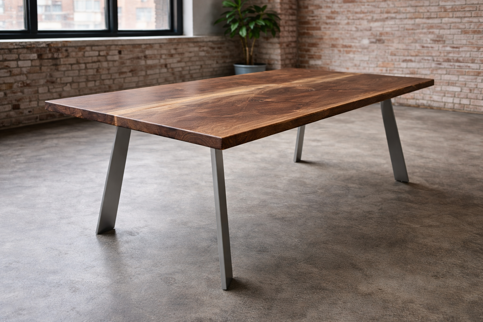 custom black steel blade table legs handcrafted in Portland