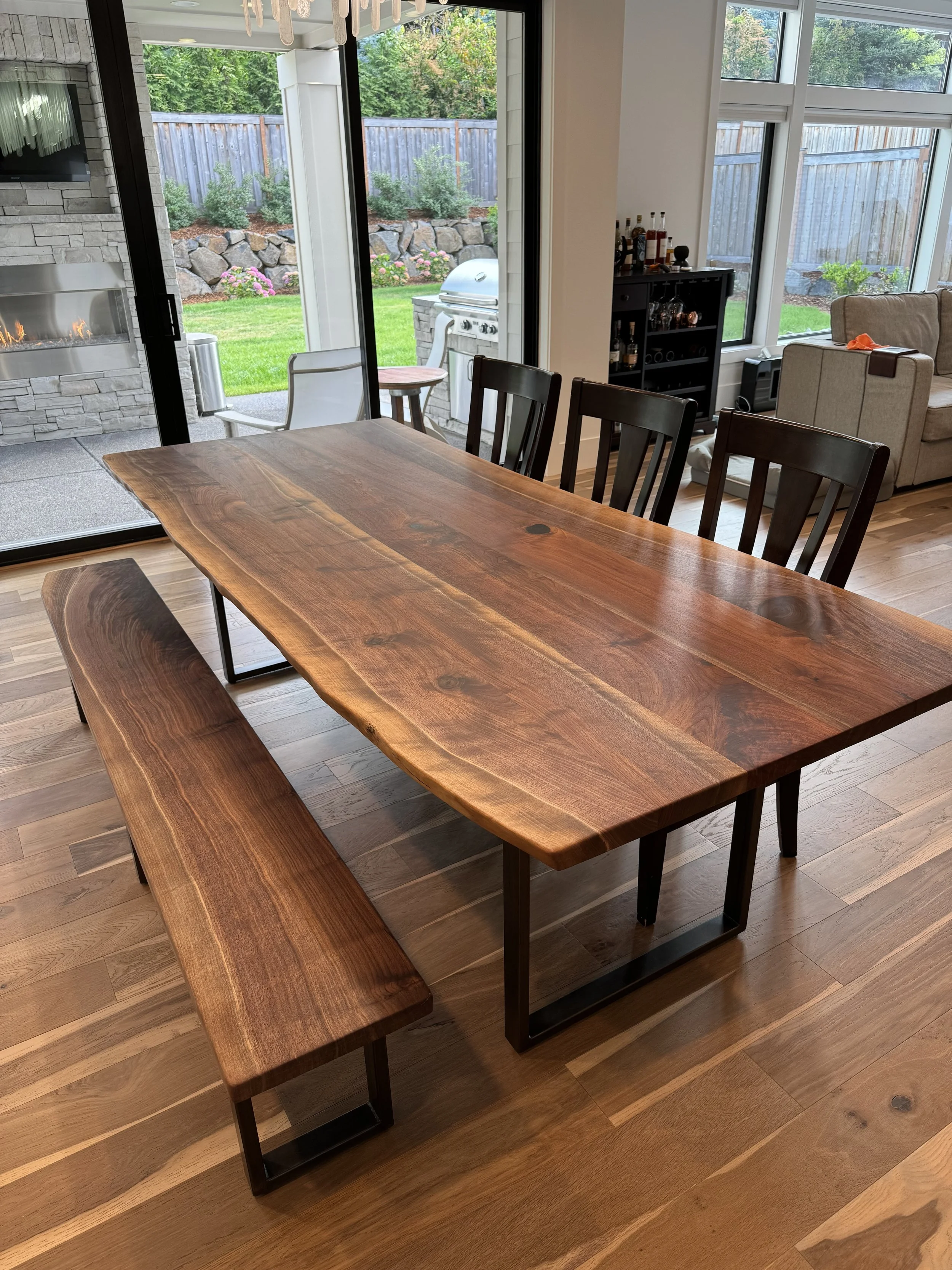 Live edge walnut dining table