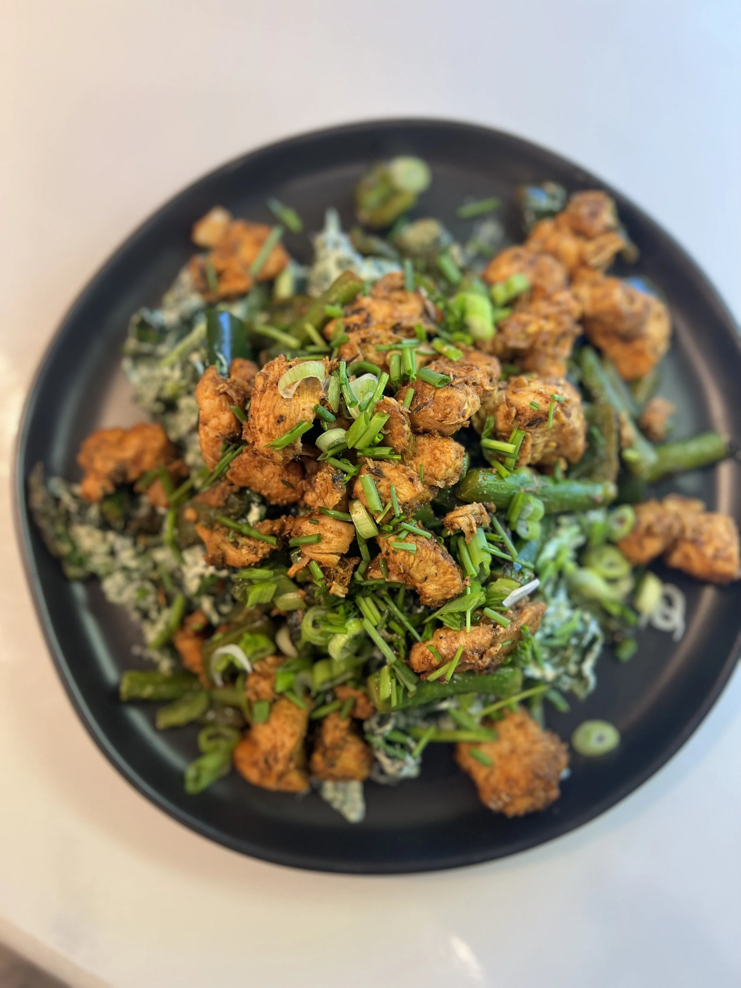 Blackened Chicken + Kale Green Goddess Dressing