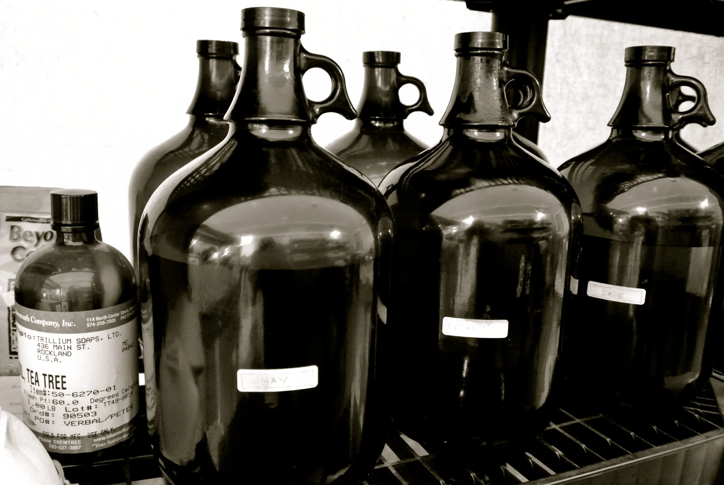 Essential oils are stored in dark bottles to keep the sun out.