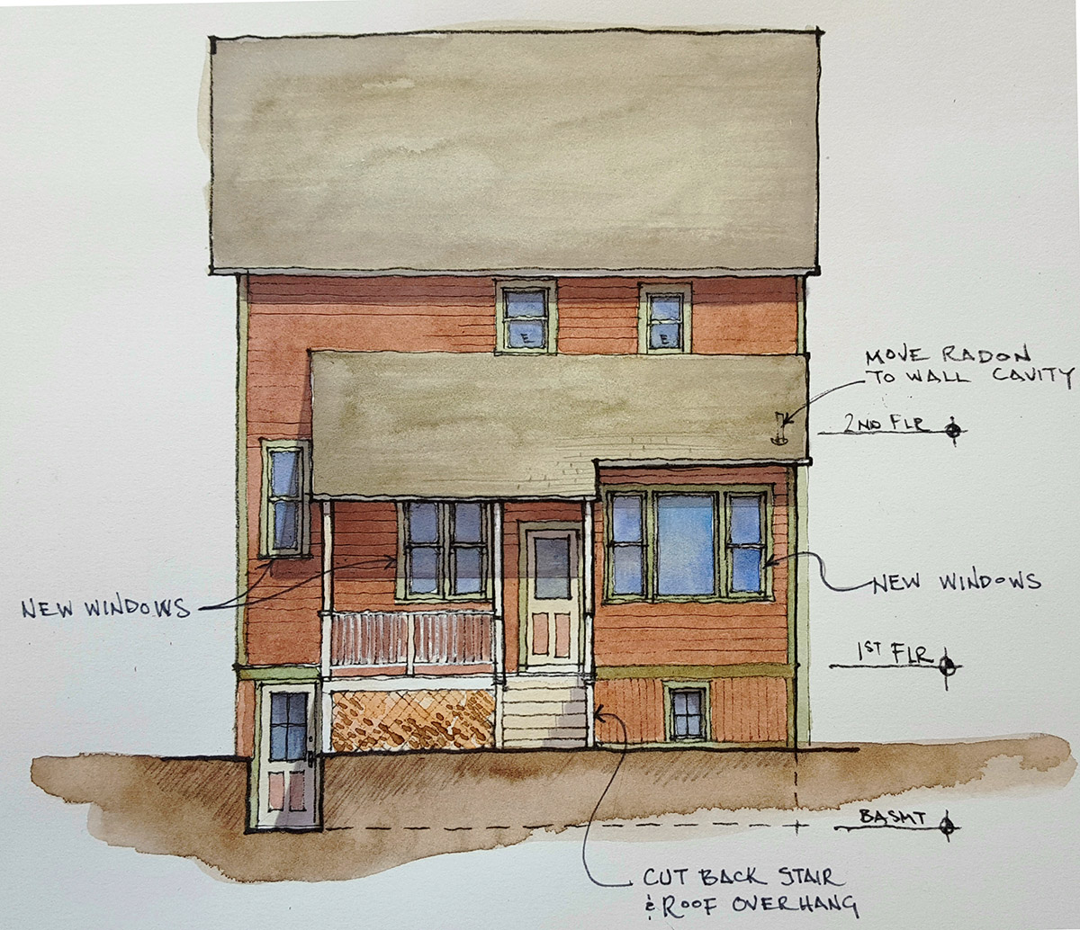 Minor facade changes to the exterior. Bigger windows!