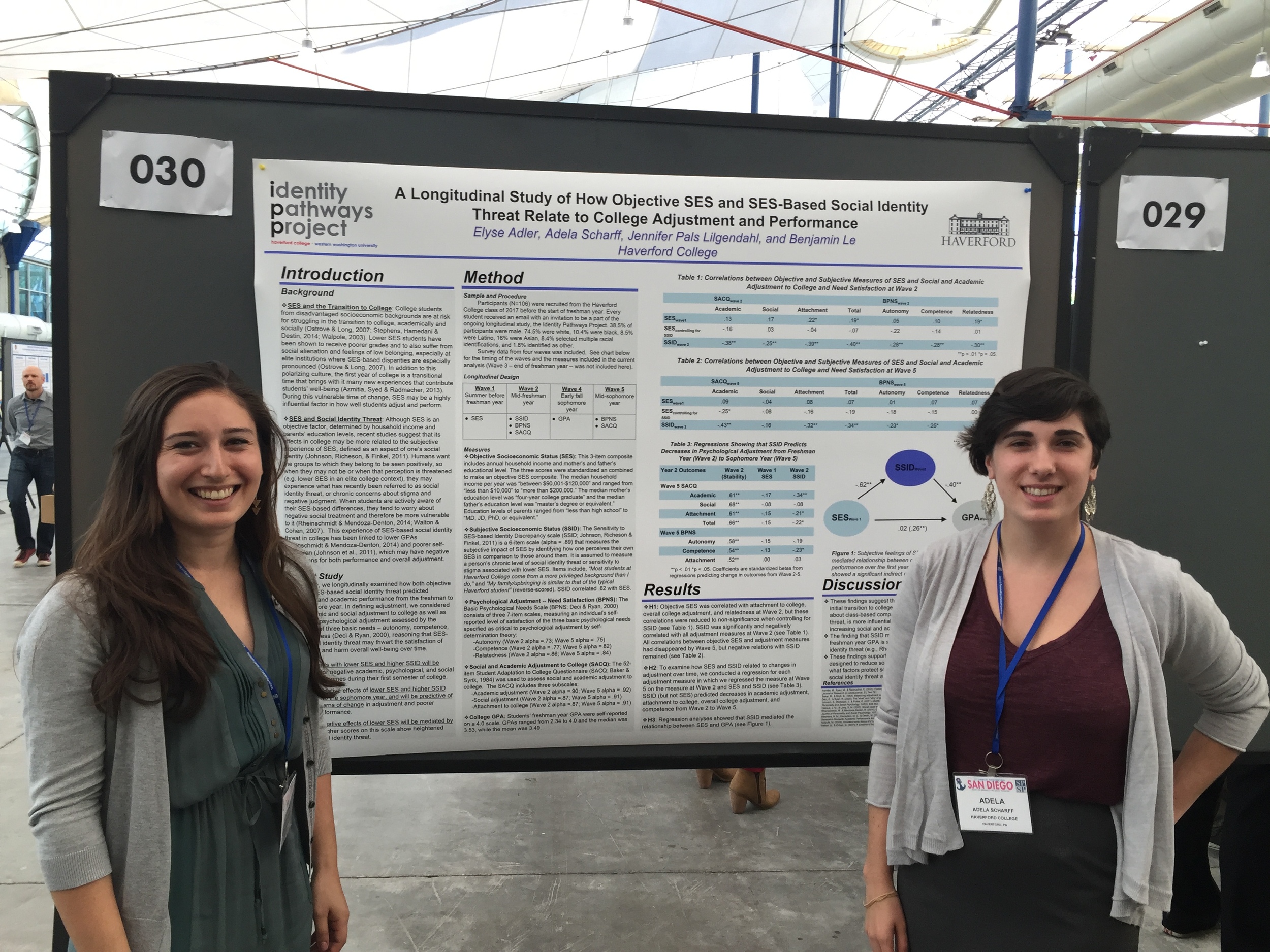 Elyse Adler & Dela Scharff (Haverford College '16) at the 2016 SPSP conference in San Diego.