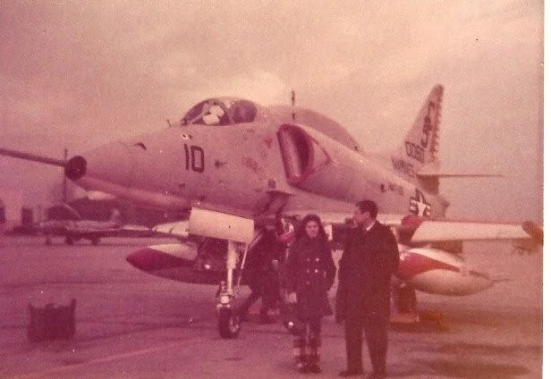 Sue and Dad next to Jim's VMAT-102 A-4.jpg