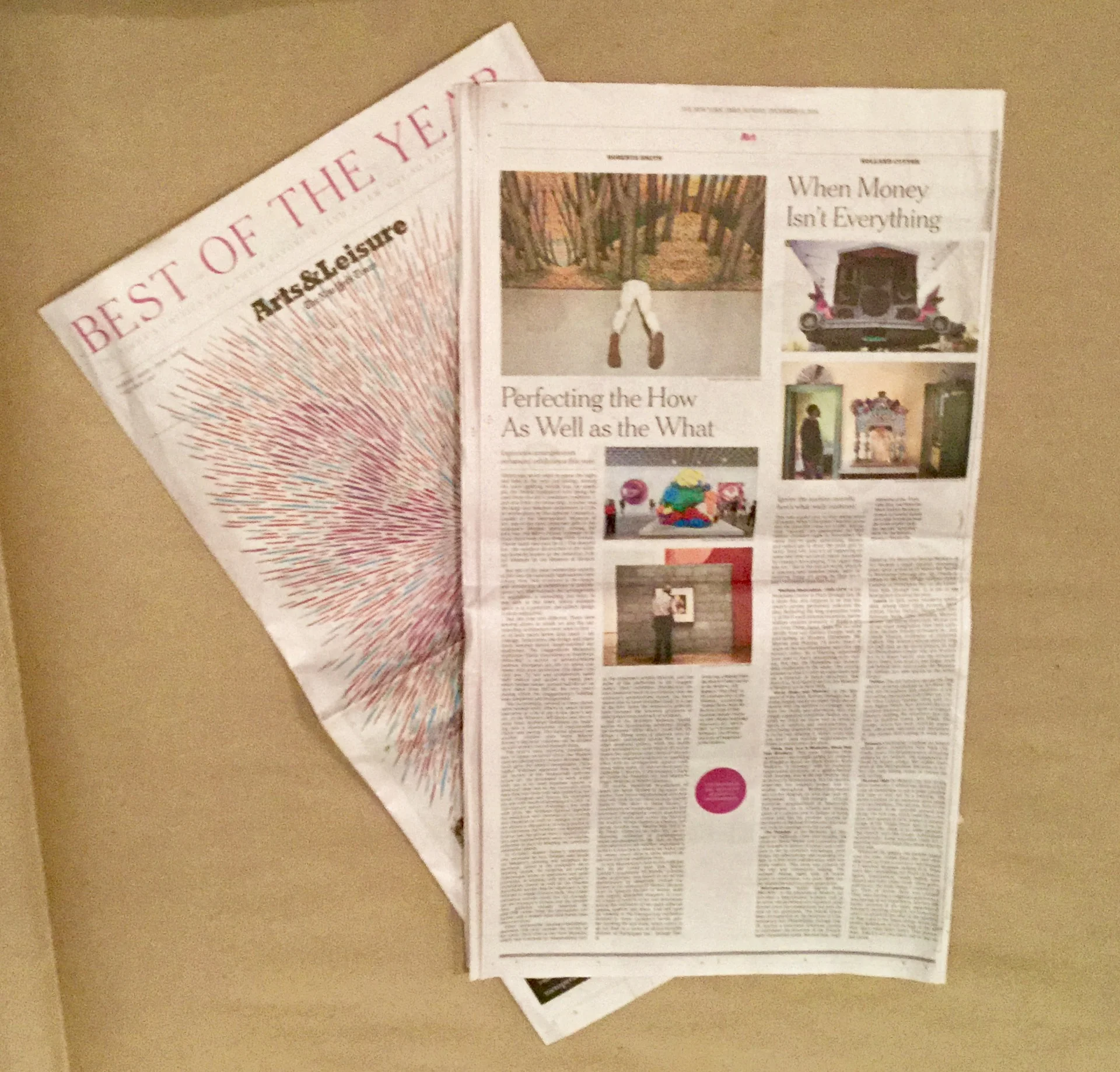 Smith, Roberta. "Best Art Shows of 2014" . December 14, 2014. New York Times . On Rainer Ganahl's "El Mundo" (Inaugural exhibition at Kai Matsumiya, April-May 2014)