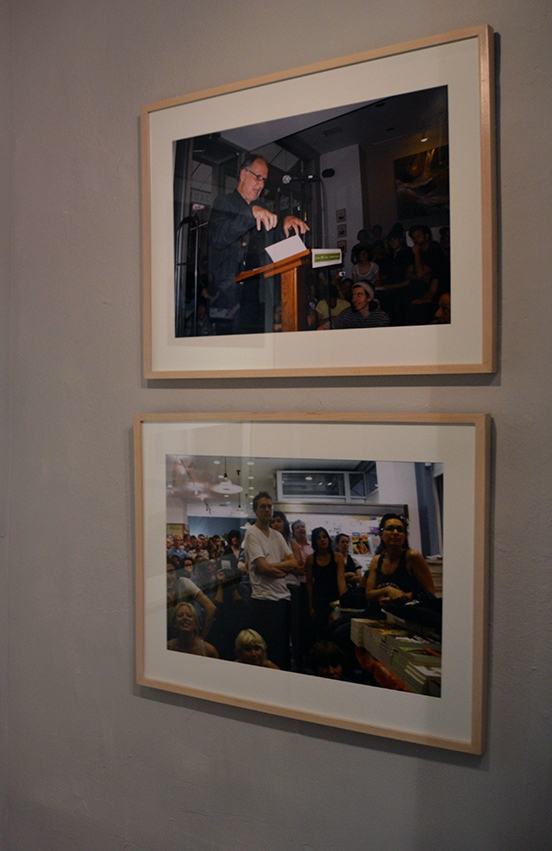   Rainer Ganahl; S/L, Werner Herzog, Conquest of the Useless, Reflection from the Making of Fitzcarraldo, Reading &amp; Signing, McNally Jackson Bookshop, New York, 6/26/2009; &nbsp; 2 photographs, 20" x 24", Edition of 4; 2015 