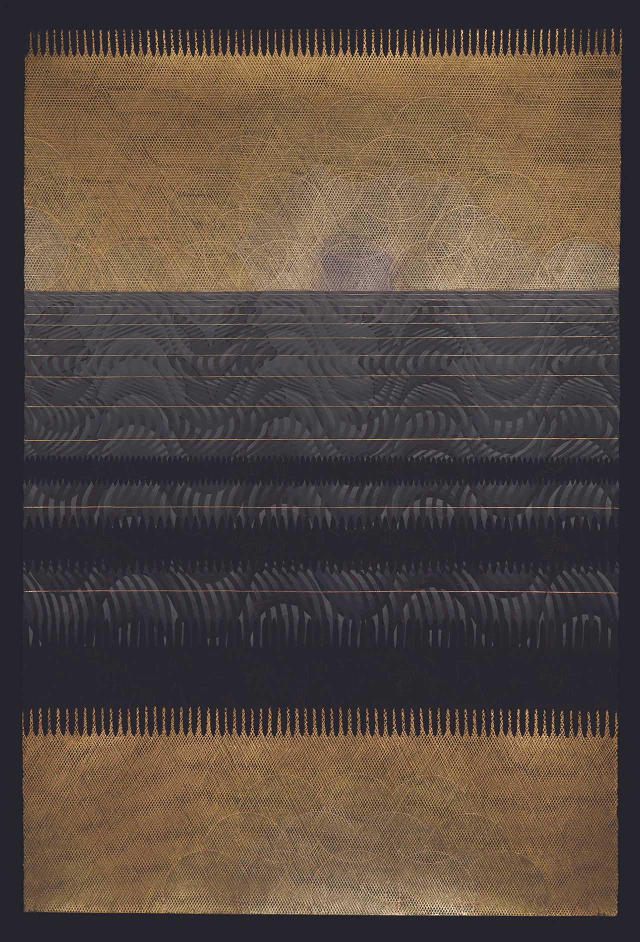 Zoe Pettijohn Schade/ Ocean Moire/ 2009/ Gouache with Gold, Palladium and Copper Leaf on Paper/ 60 x 40 inches