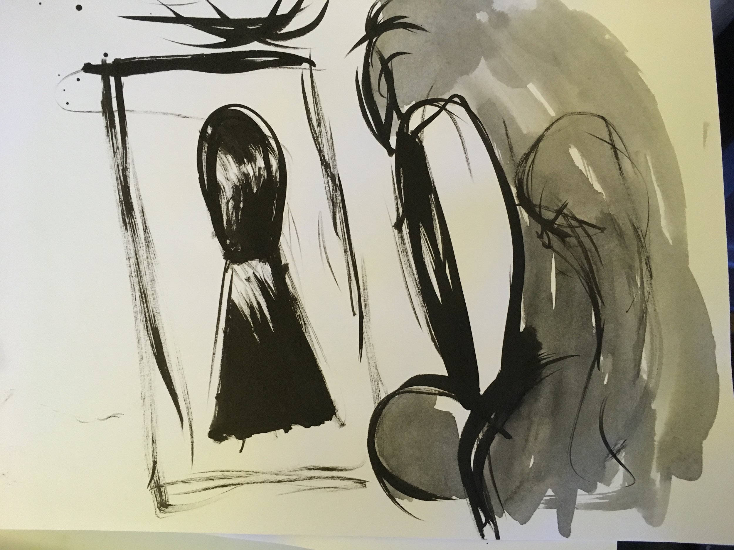  Elliott Jamal Robbins From Cartoon Series Untitled #1 11” x 8.5” Sumi Ink on Paper 2018 