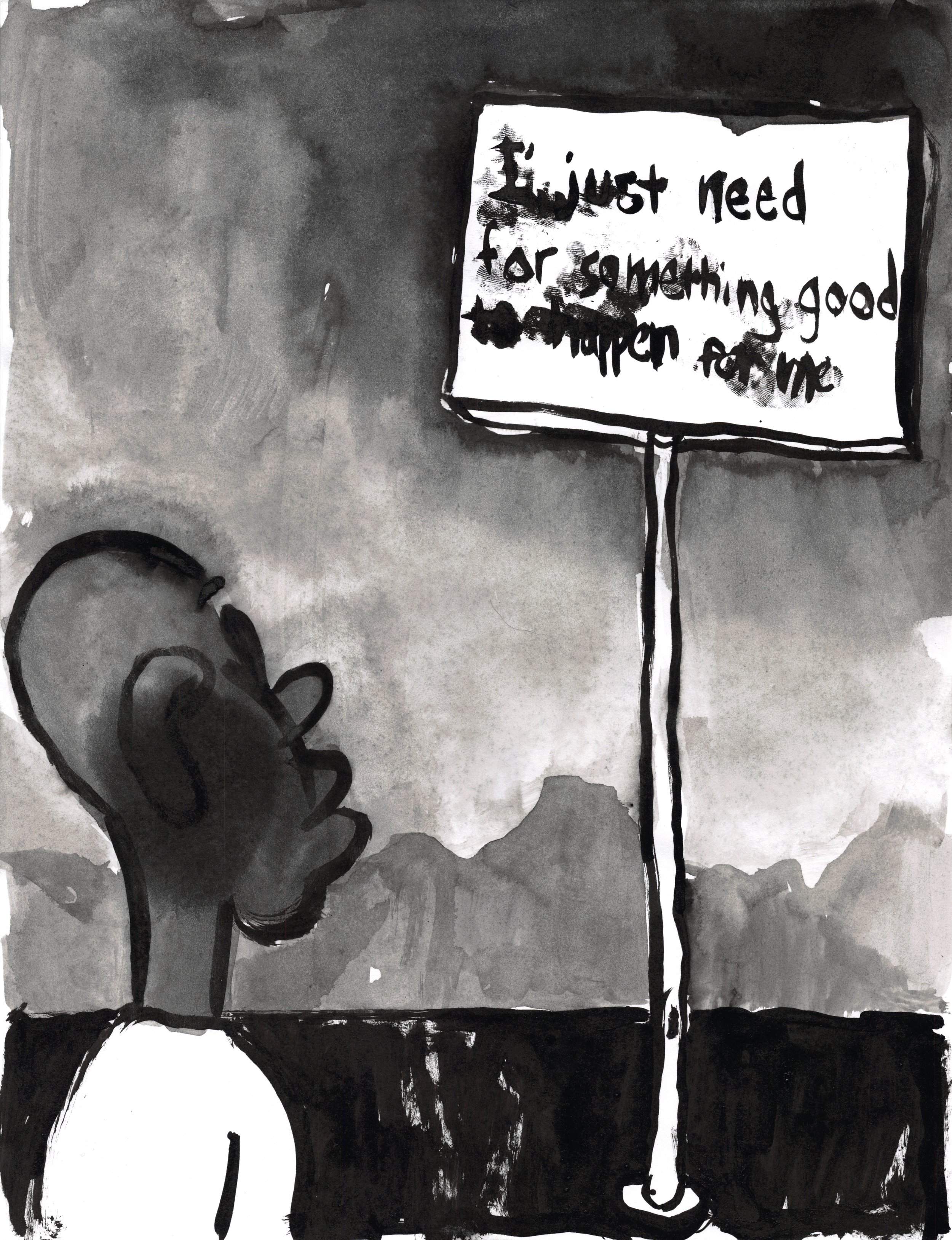  Elliott Jamal Robbins From Cartoon Series Untitled #1 8.5”x11” Sumi Ink on Paper 2018 