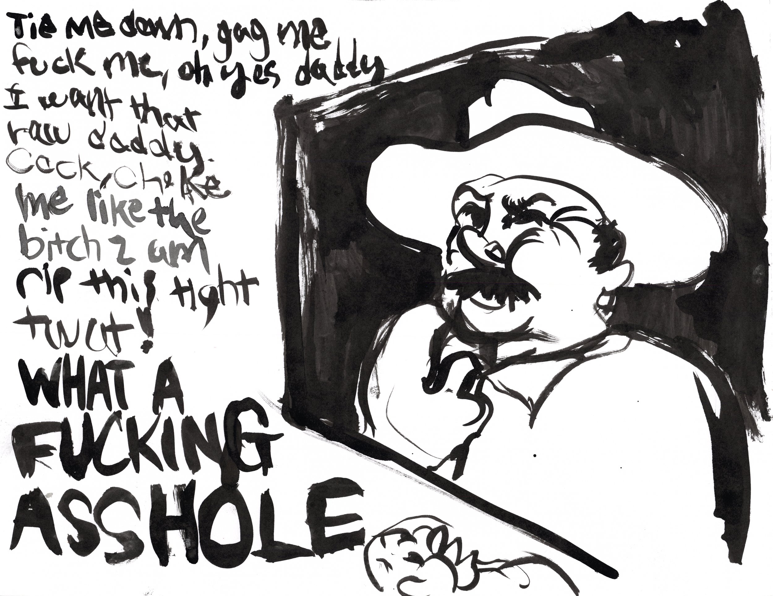 Elliott Jamal Robbins From Cartoon Series Untitled #1 11”x8.5” Sumi Ink on Paper 2018