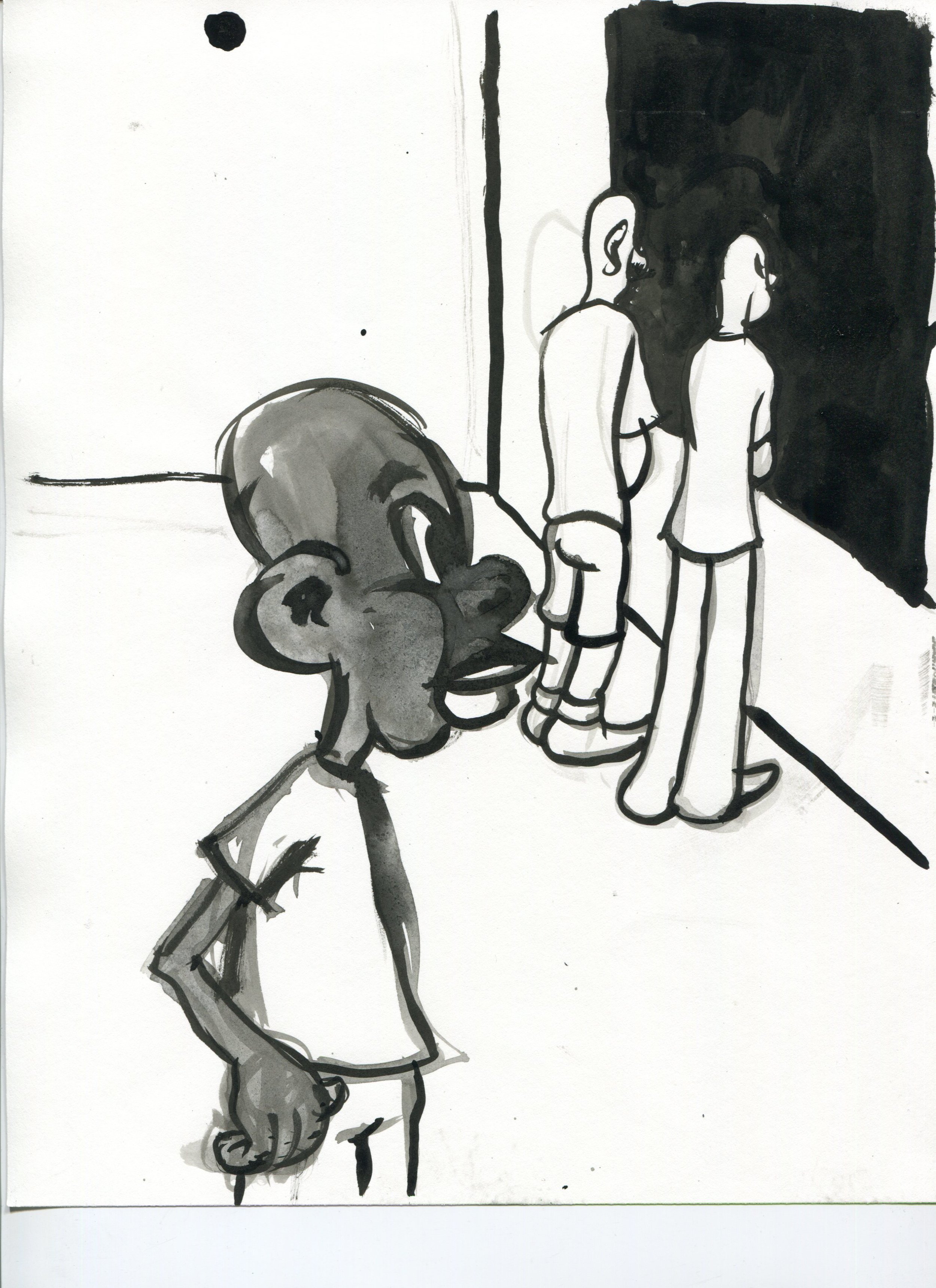  Elliott Jamal Robbins From Cartoon Series Untitled #1 8.5”x11” Sumi Ink on Paper 2018 