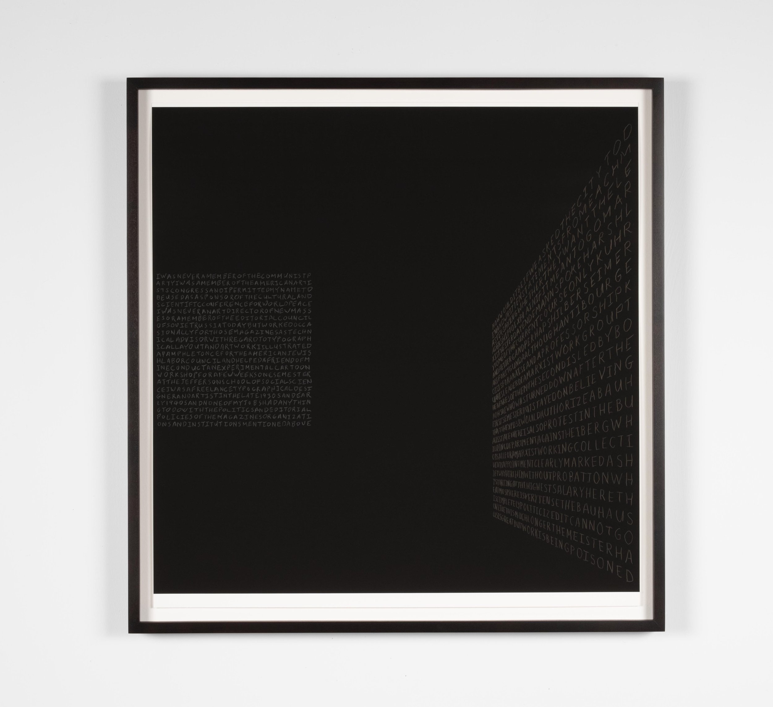   Texts: Letters (Reinhardt, Albers) 2 , 2023 inkjet over color pencil on paper 25 x 24 in. &nbsp; 63.50 x 60.96 cm. 