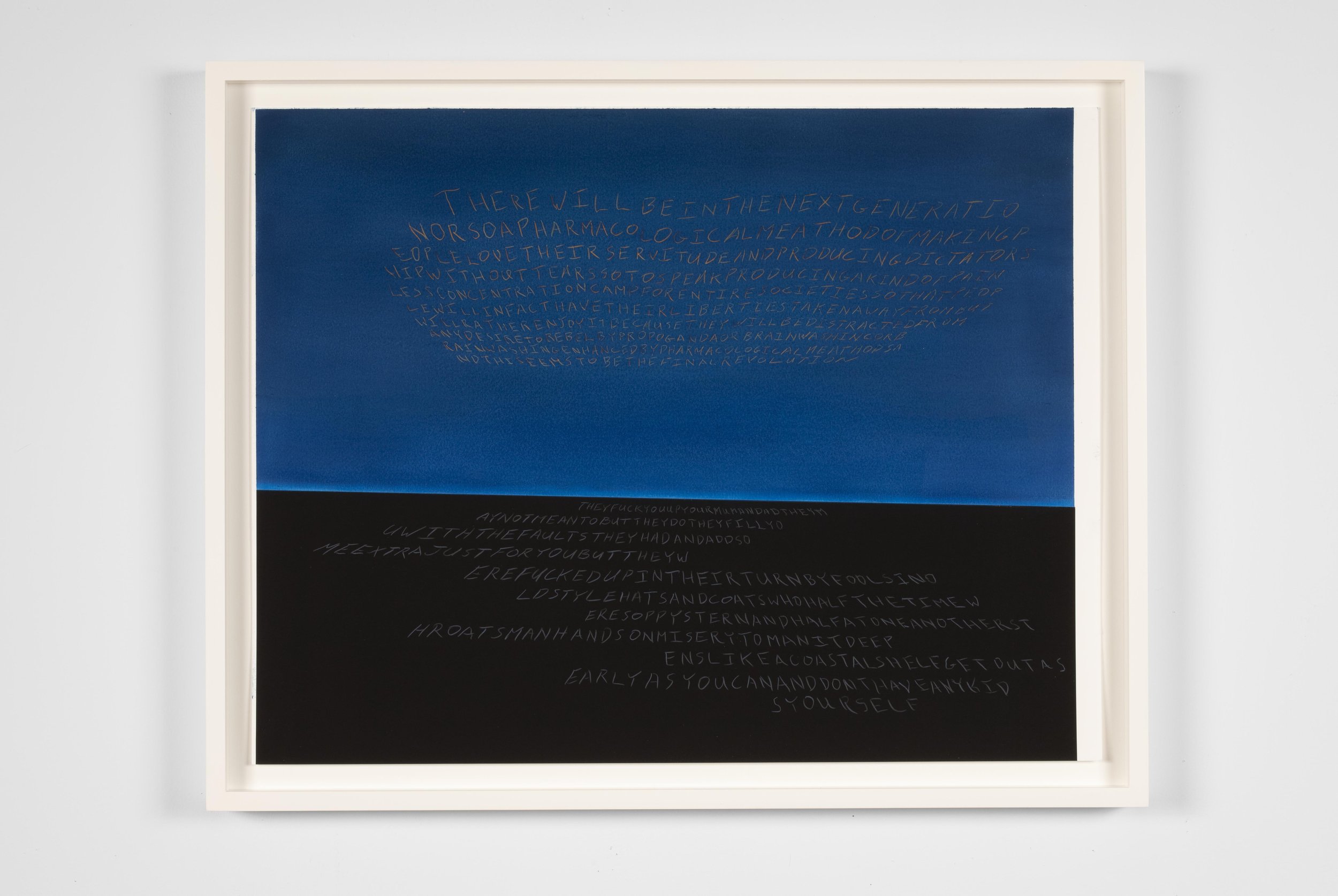   Texts for/from LW: Generations (Huxley, Larkin) , 2023 Inkjet and pastel over color pencil on paper 17 x 22 in. &nbsp; 43.18 x 55.88 cm 