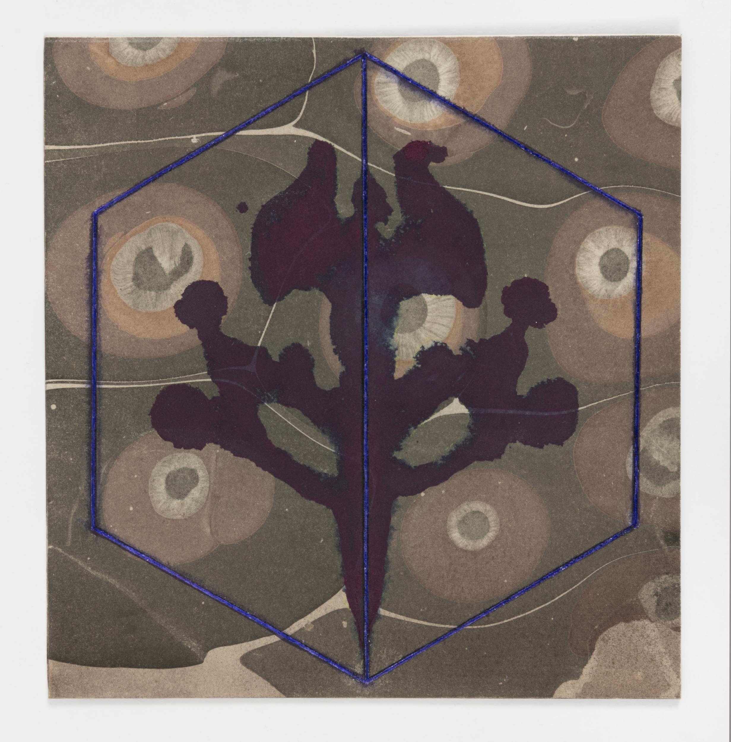  Rorschach 3, 2021 gouache with toned aluminum leaf on paper 7¼ x 7 in. &nbsp; 18.41 x 17.78 cm. 