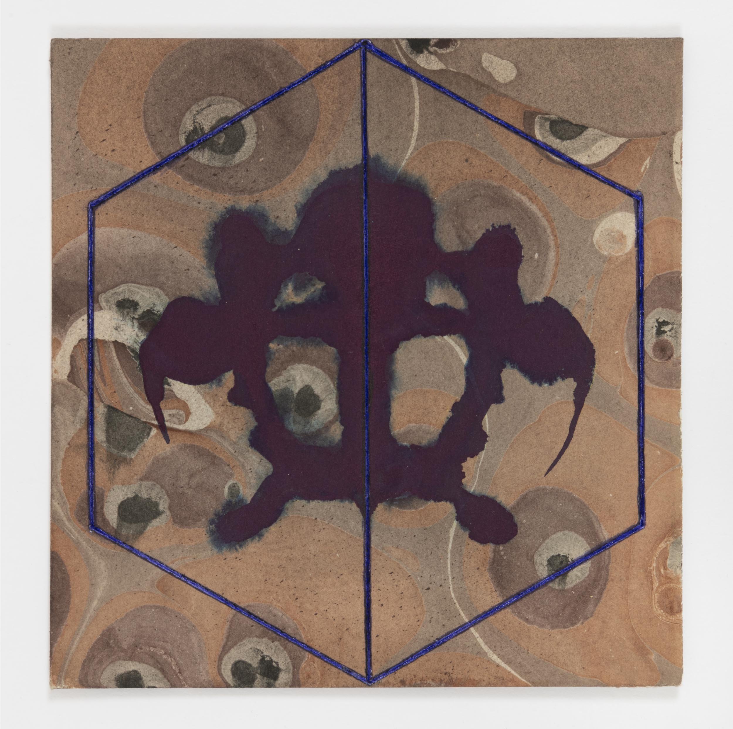  Rorschach 1, 2021 gouache with toned aluminum leaf on paper 7 x 6¾ in. &nbsp; 17.78 x 17.14 cm. 