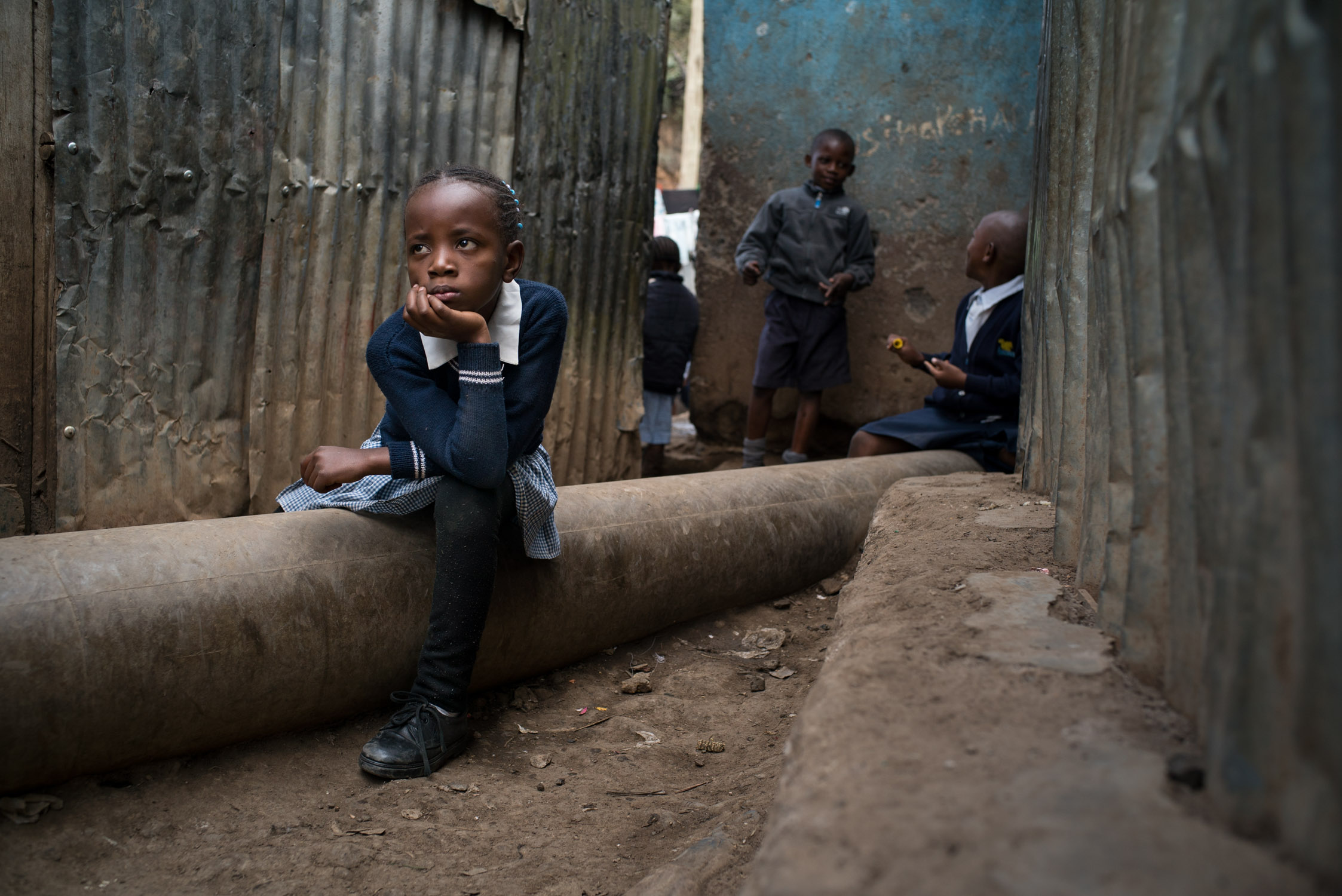  Children at a school (not Bridge) in Mathare slum area of Nairobi. September 19, 2016. Mathare slum, Nairobi, Kenya.&nbsp; 
