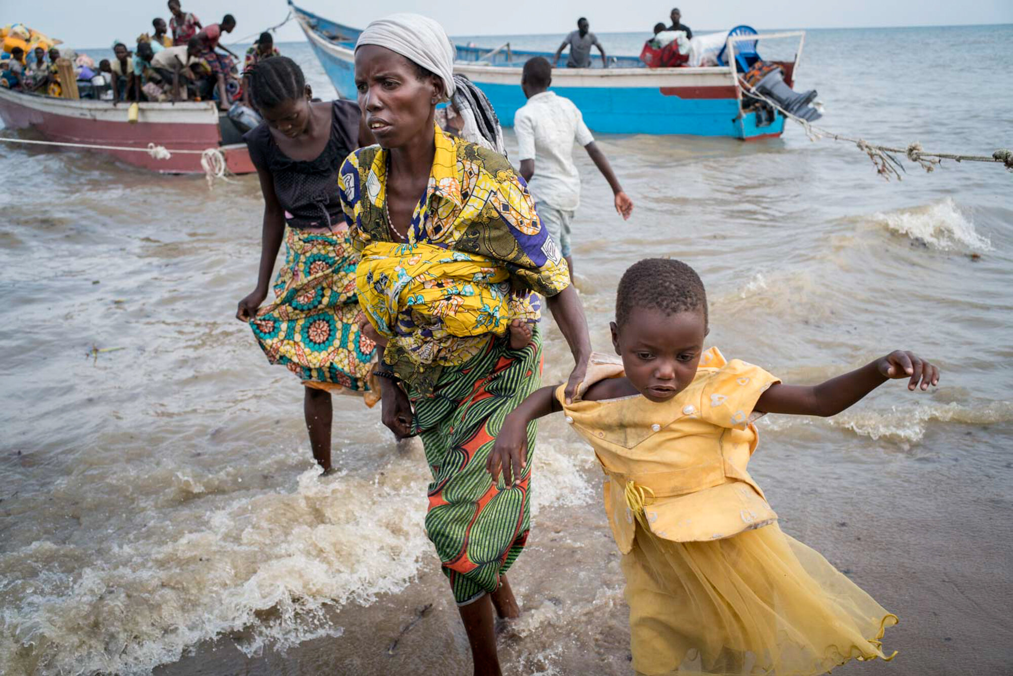  Congolese refugees arrive to Sebagoro, Uganda, via boats used to cross Lake Albert, after fleeing the conflict in their home province of Ituri, Congo. Sebagoro, Hoima province, Uganda. March 9, 2018.  