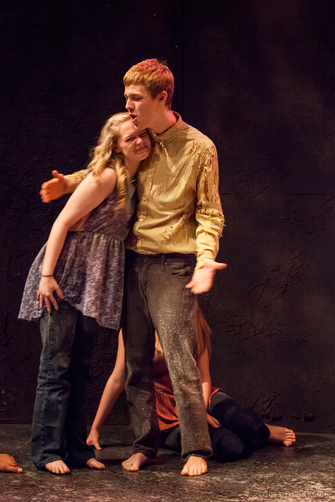 shlee Waldbauer as Riley and Austin Mahar as Chaz with members of The Trapped in Coping