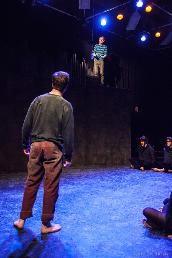 Christopher James as Saul and Joel Patrick Durham as Zeek with members of The Fire in No One Knows Me