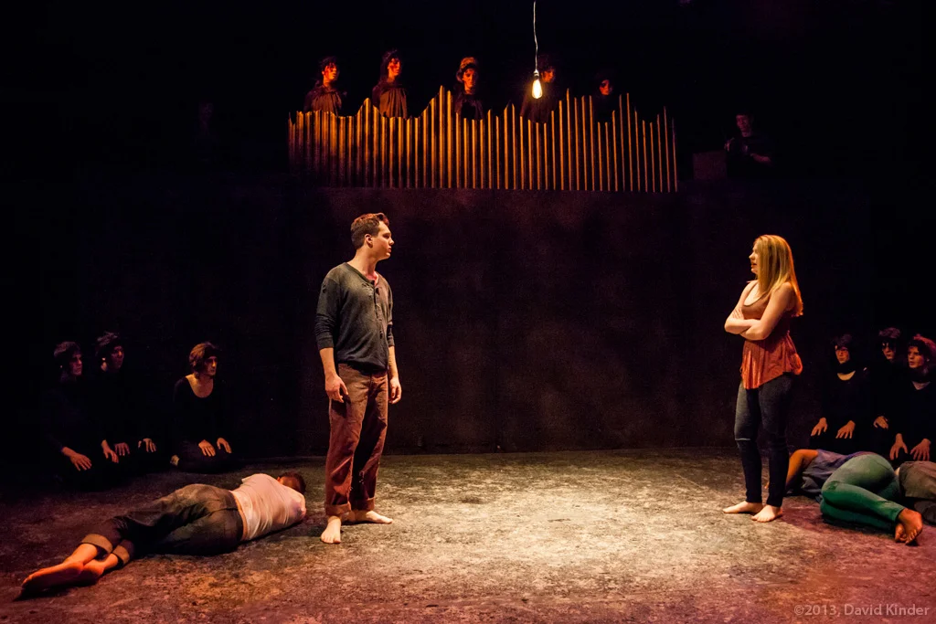 Christopher James as Saul and Amber Kiara Mitchell as Vea with The Fire and members of The Trapped in Object