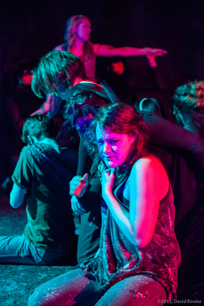 Jessica Tidd as Tess with members of The Trapped and The Fire in Clock