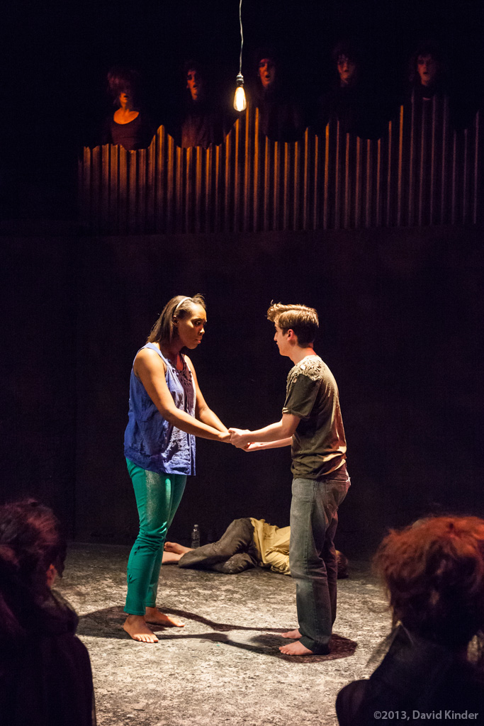 Tayler Harris as Lissa and Tristan Comella as Manny in with members of The Trapped and The Fire in First Kiss