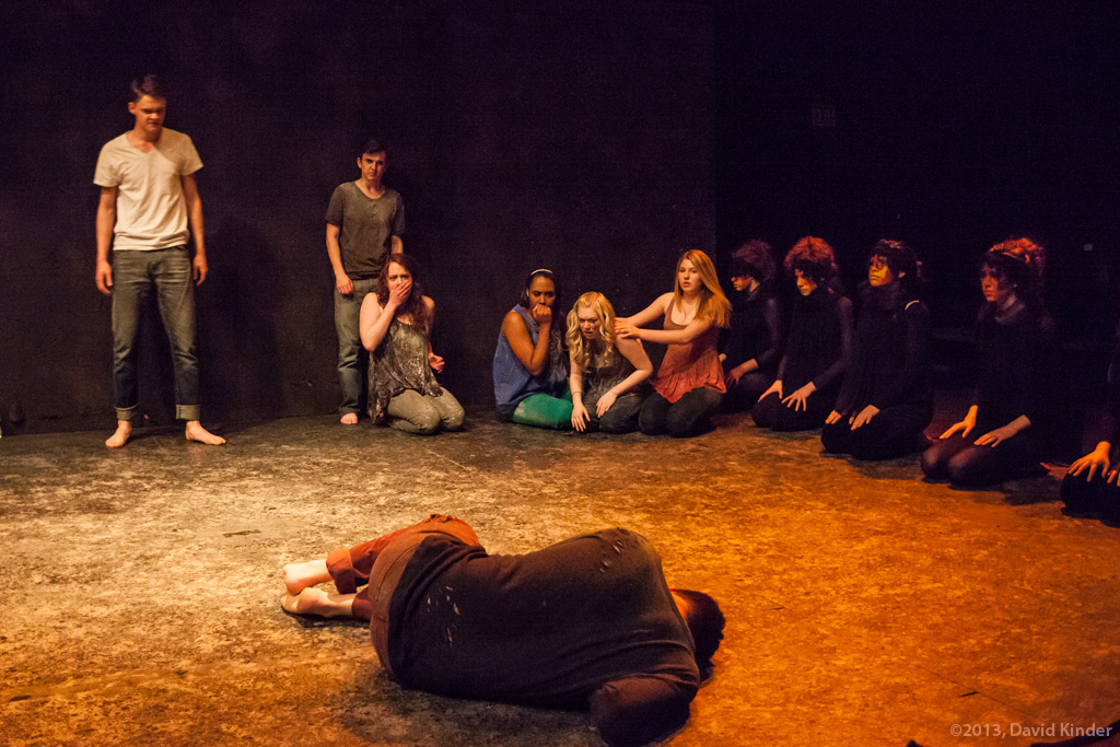 Jacob Orr as Davin and Christopher James as Saul with The Trapped and members of The Fire in That Guy