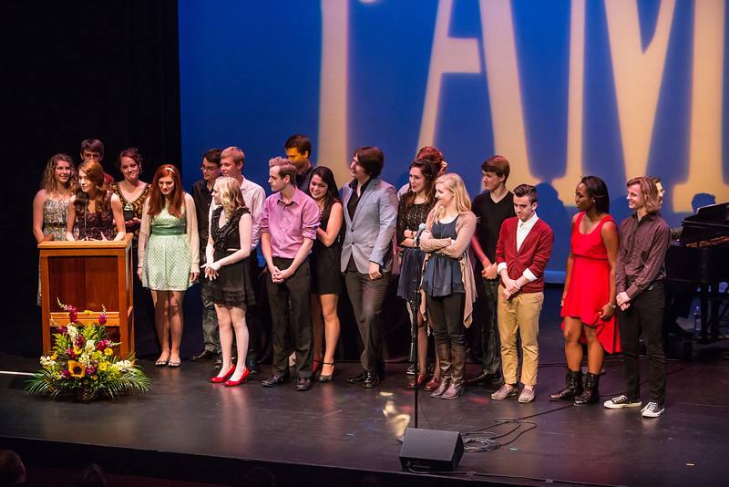 The Ablaze Cast accepting their award for Outstanding Ensemble at the 2013 PAMTA Ceremony