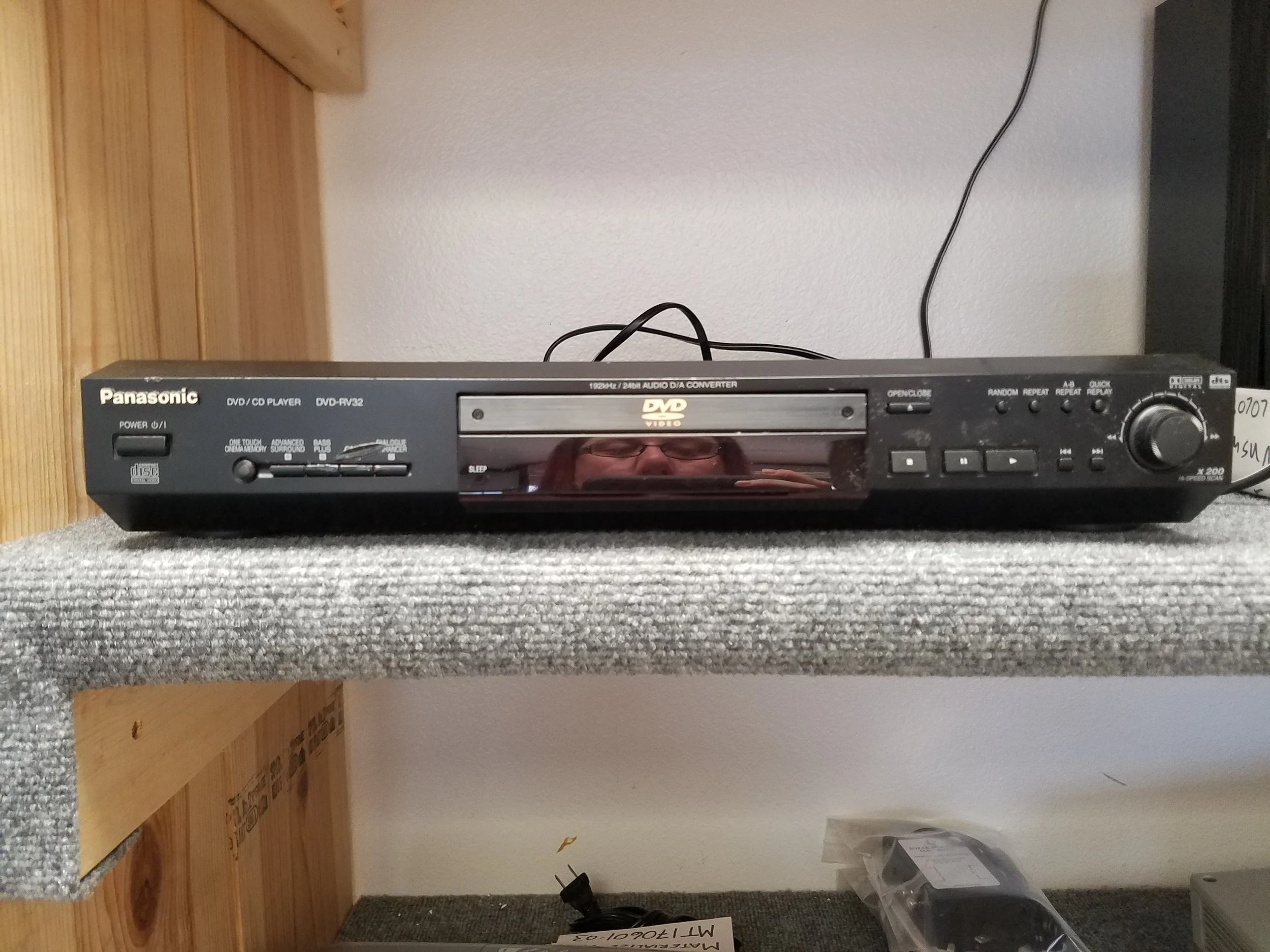 Panasonic DVD Player - DVD-RV3Z - 85.00 Used SPECIFICATIONS Dimensions (WxDxH) 43 cm x 24.7 cm x 7.5 cm Weight 2.4 kg Localisation English Media Type CD-R, CD-RW, DVD-R, DVD, CD, Video CD Video D/A Converter 10bit / 27MHz Audio D/A Converter 24bit / 192kHz Horizontal Resolution 500 lines Remote Control Remote control - infrared Sound Output Mode Stereo Power AC 120 V ± 10% ( 60 Hz )