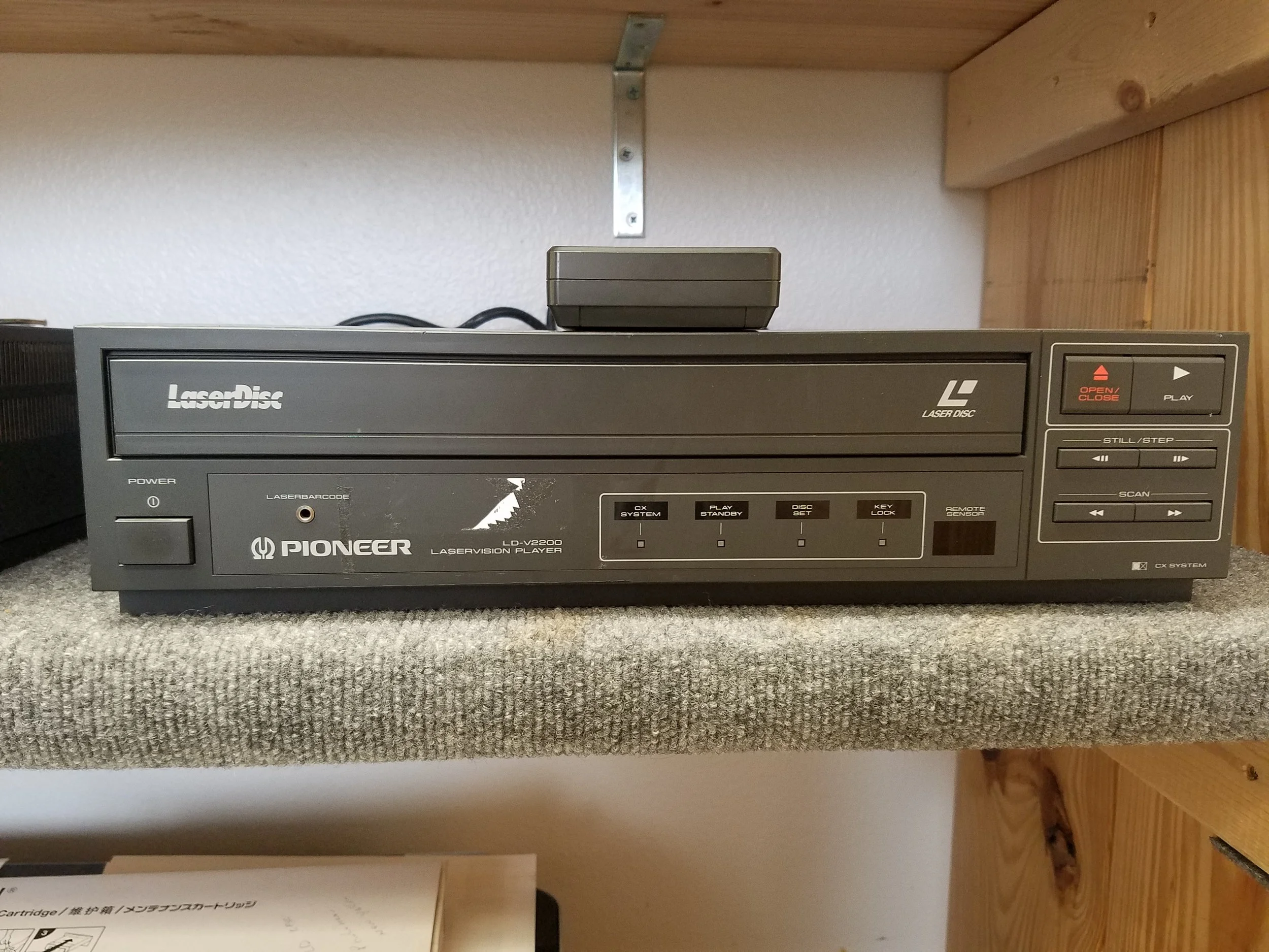 Pioneer Laser Disc Player - LD-V2200 - 185.00 Used SPECIFICATIONS Laser Type: 1pc semiconductor laser diode Disc Types: 12: CAV, & CLV 8”, Audio Channels: Analog 1/R and Analog 2/L Voltage Versions: 120 VAC 50/60 Hz Connections: Audio LR (phono), Video (phono), RS 232 in (15 pin DSUB), RF in, RF out