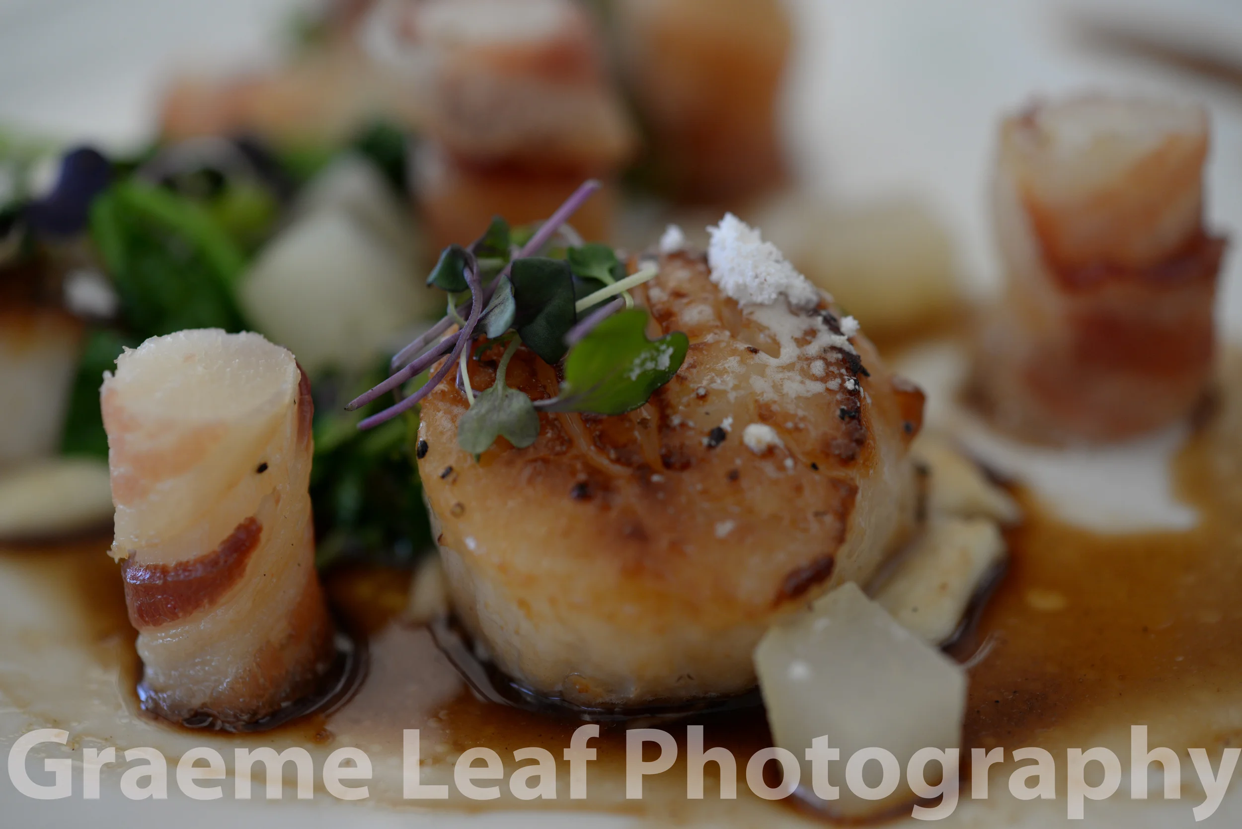 Scallops with Bacon Wrapped Veggies