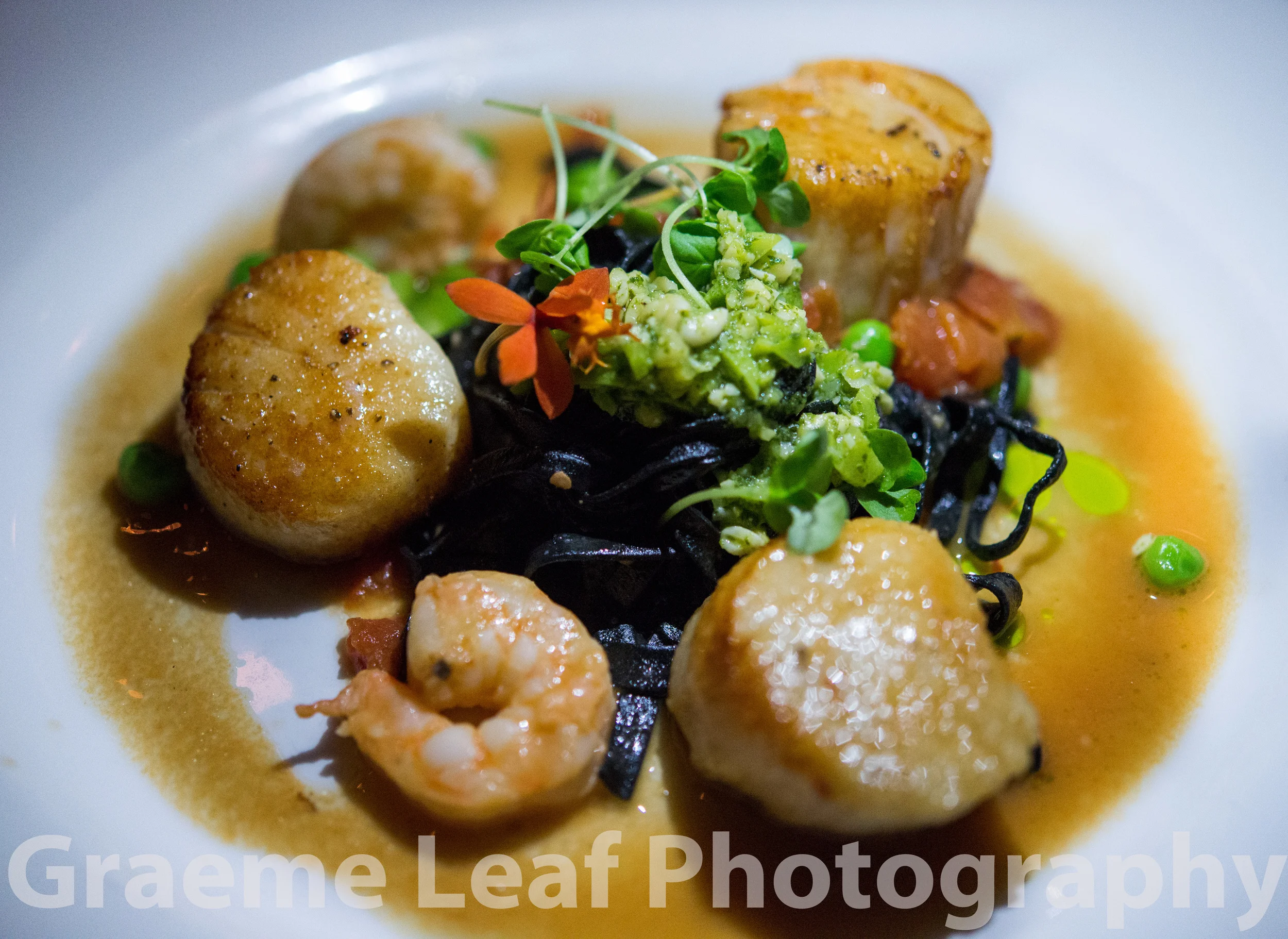 Scallop with Squid Ink Pasta